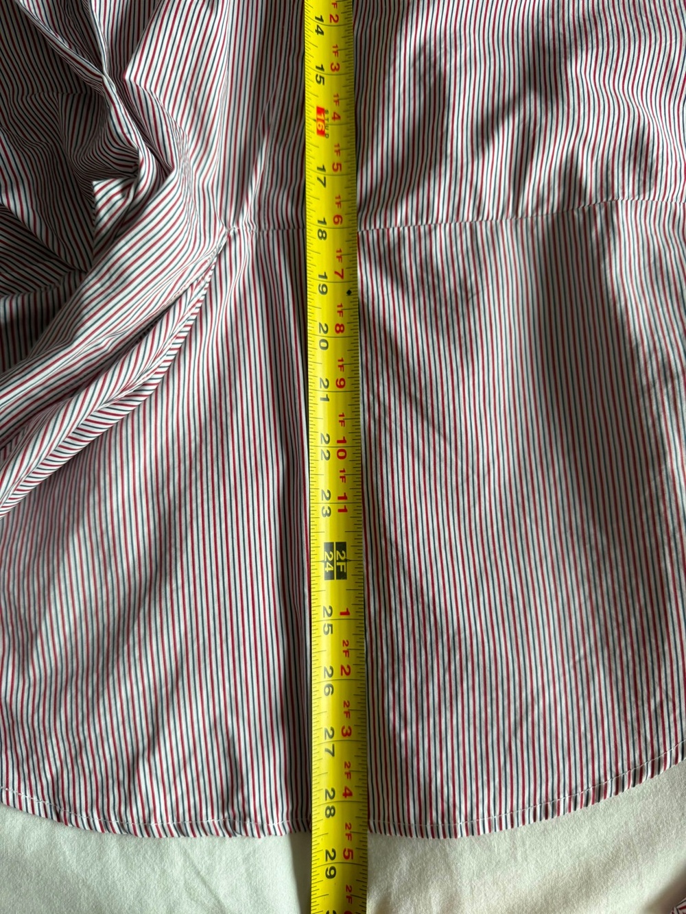 Lauren Ralph Lauren Striped Tie Waist Blouse Cotton White Red Blue M - Picture 8 of 9